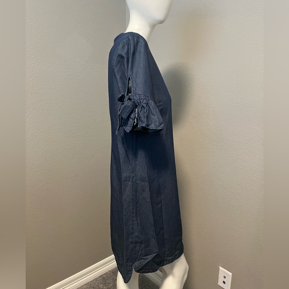 J. CREW Women’s Tie Sleeve Indigo Mini Denim Dress Size S - Picture 4 of 13